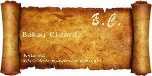 Bakay Ciceró névjegykártya